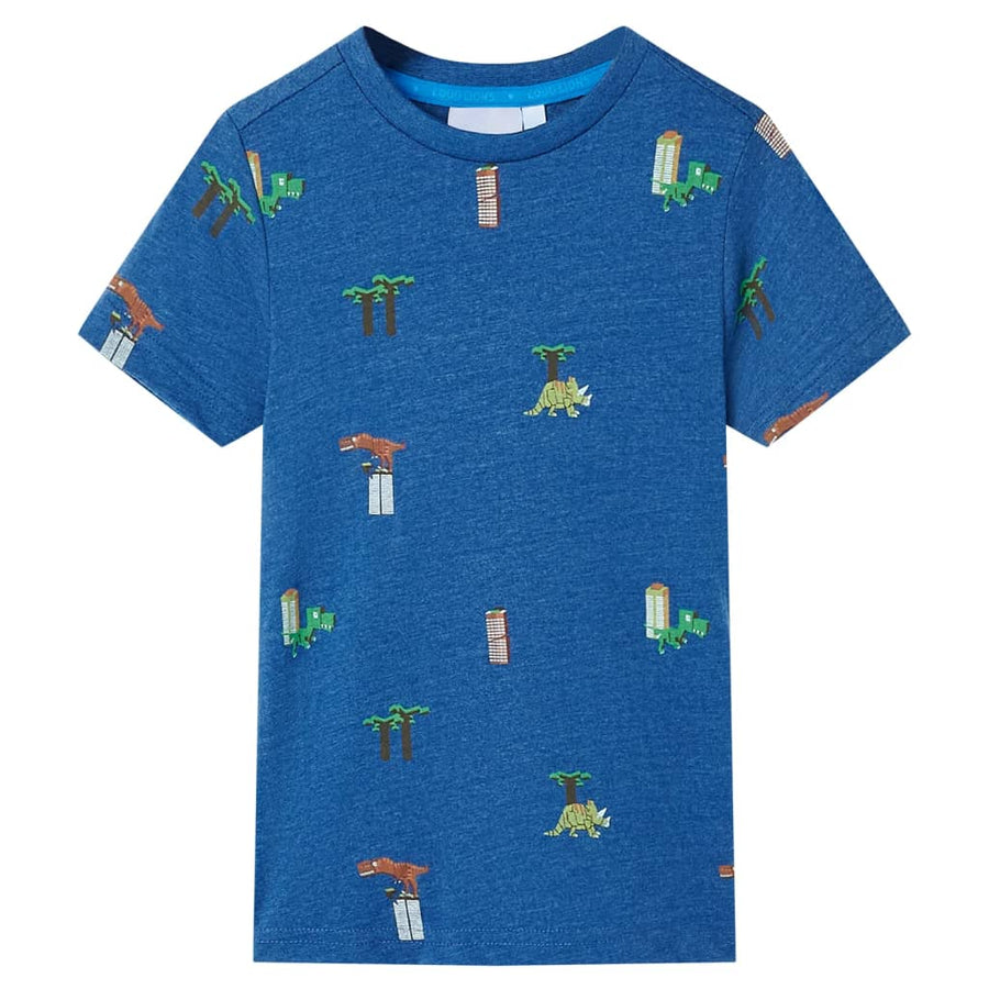 Kindershirt 104 gemêleerd donkerblauw Donkerblauw
