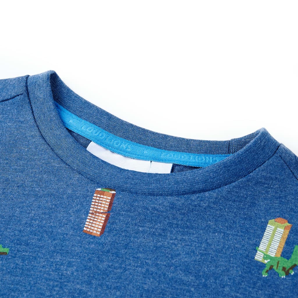 Kindershirt 104 gemêleerd donkerblauw Donkerblauw