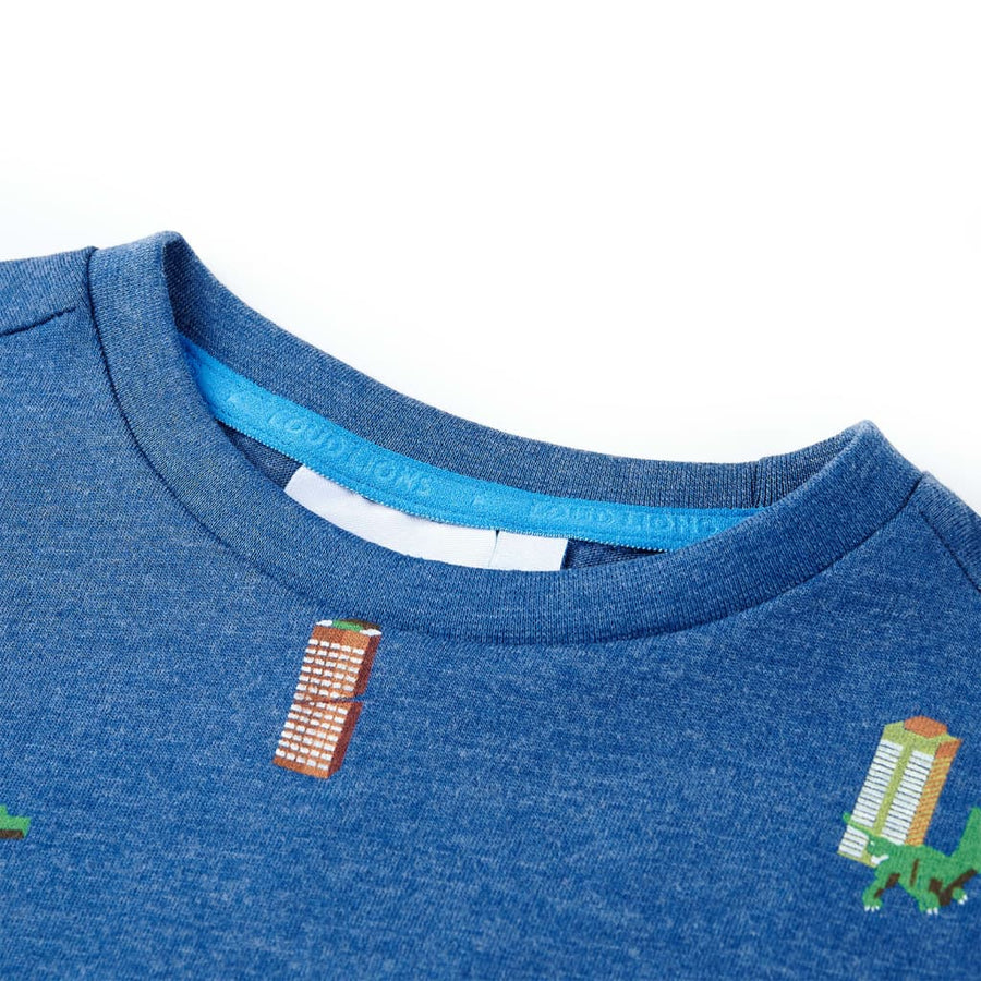 Kindershirt 104 gemêleerd donkerblauw Donkerblauw