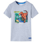 Kindershirt 128 grijs dinosaurus katoen