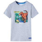 Kindershirt 128 grijs dinosaurus katoen