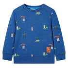Kindertrui 116 gemêleerd donkerblauw katoen polyester