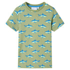 Kindershirt 104 lichtkakikleurig haai katoen