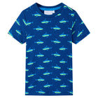 Kindershirt 140 donkerblauw katoen haai