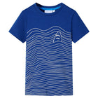 Kindershirt 128 donkerblauw katoen