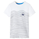 Kindershirt 104 ecru haai print katoen