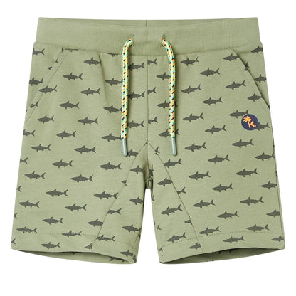 Kindershorts met trekkoord 128 lichtkaki Kaki 128