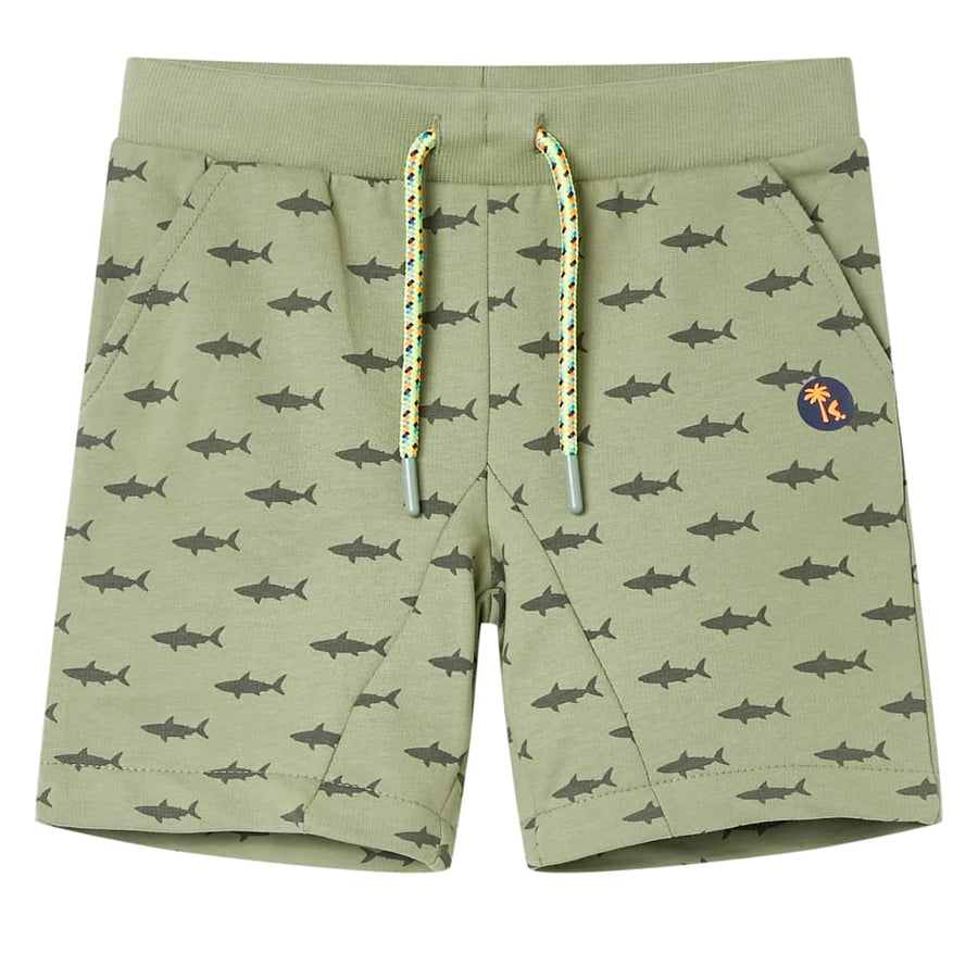 Kindershorts met trekkoord 128 lichtkaki Kaki 128