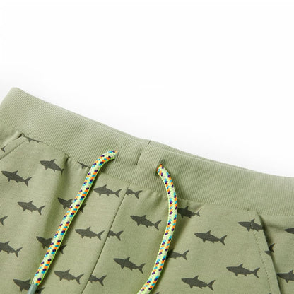 Kindershorts met trekkoord 128 lichtkaki Kaki 128