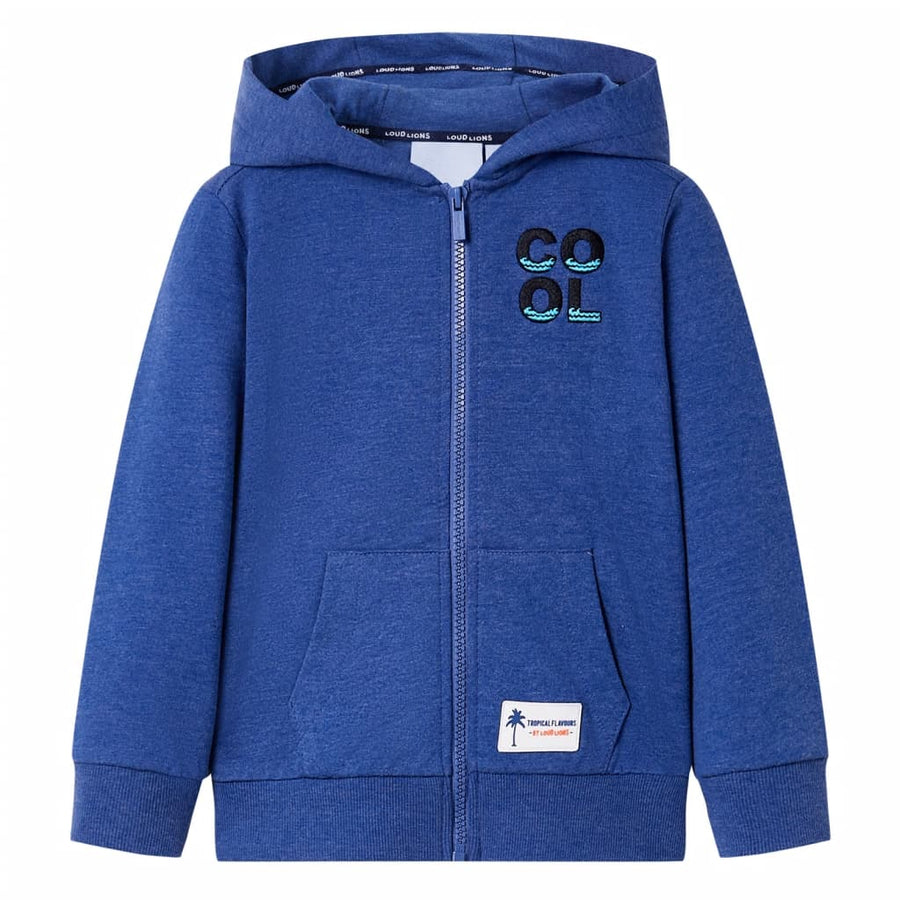 Kindervest met capuchon en rits 92 gemêleerd donkerblauw Blauw