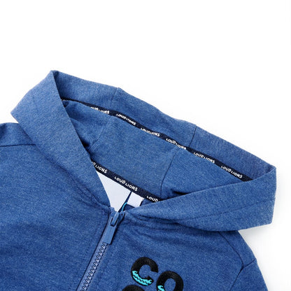 Kindervest met capuchon en rits 92 gemêleerd donkerblauw Blauw