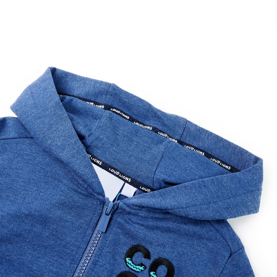 Kindervest met capuchon en rits 92 gemêleerd donkerblauw Blauw