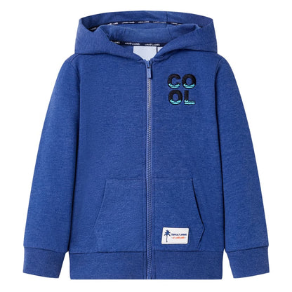 Kindervest met capuchon en rits 104 gemêleerd donkerblauw Blauw