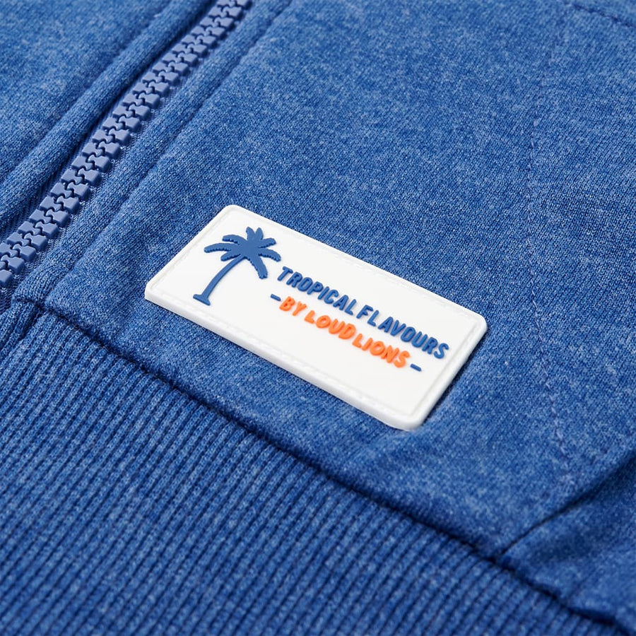 Kindervest met capuchon en rits 104 gemêleerd donkerblauw Blauw
