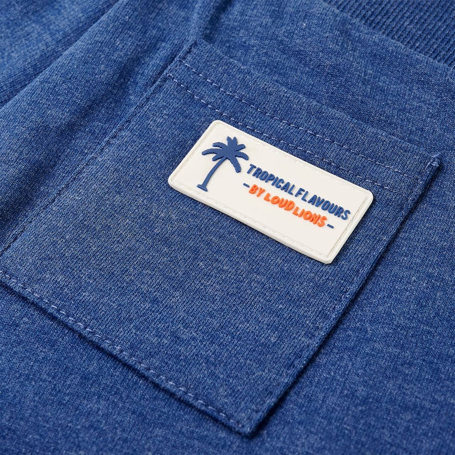 Kindershorts met trekkoord 128 gemêleerd donkerblauw Blauw 128