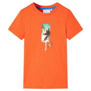 Kindershirt 128 donkeroranje katoen