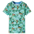 Kindershirt 128 gemêleerd lichtgroen katoen