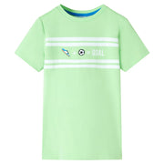 Kindershirt 128 neongroen voetbalprint