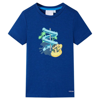 Kindershirt 128 donkerblauw Blauw