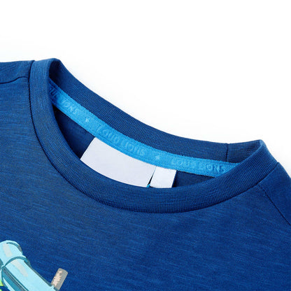 Kindershirt 128 donkerblauw Blauw