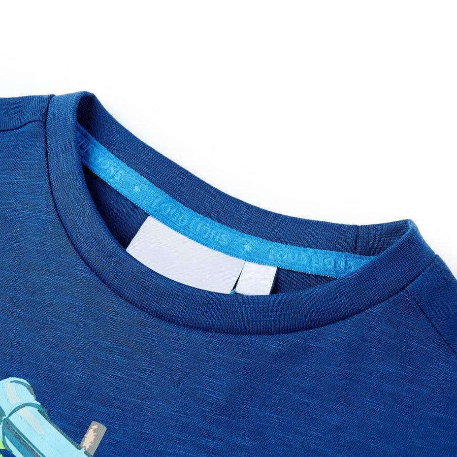 Kindershirt 128 donkerblauw Blauw