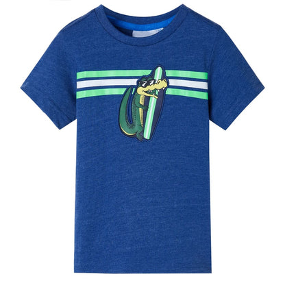 Kindershirt 128 gemêleerd donkerblauw