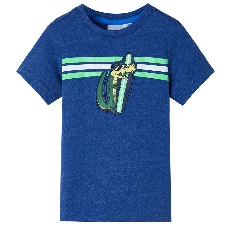 Kindershirt 128 gemêleerd donkerblauw