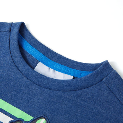 Kindershirt 128 gemêleerd donkerblauw