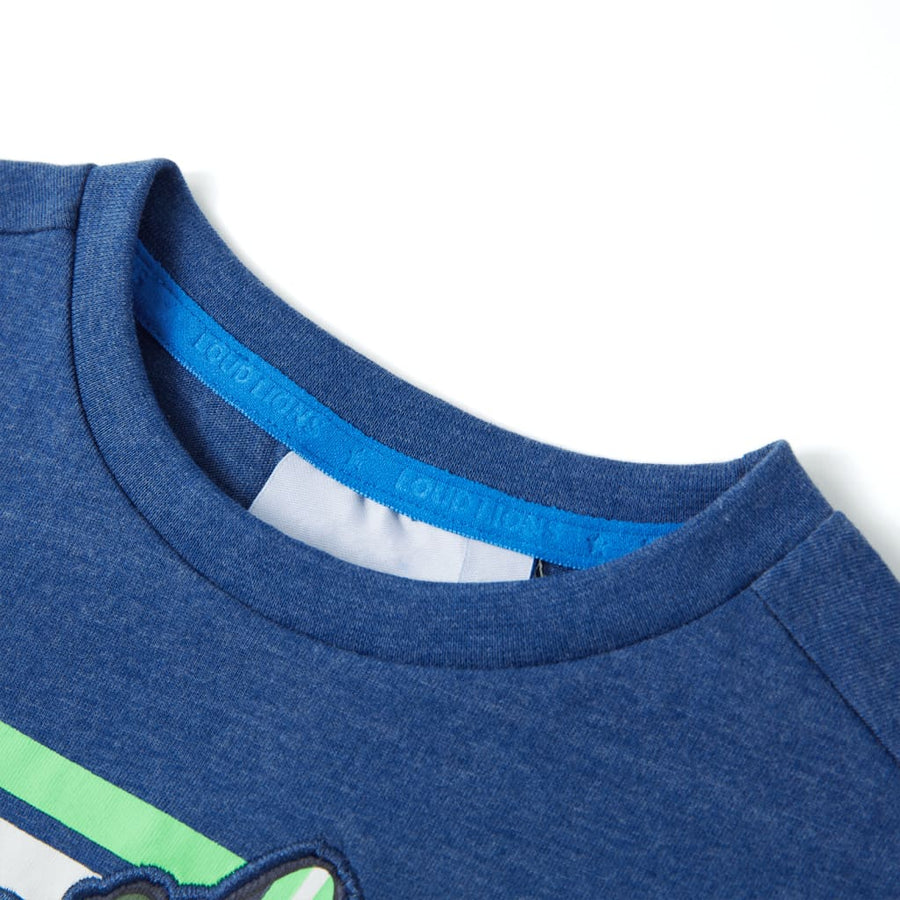 Kindershirt 128 gemêleerd donkerblauw
