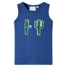 Kindertopje 104 gemêleerd donkerblauw cactusprint
