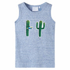 Kindertopje 116 gemêleerd blauw cactusprint