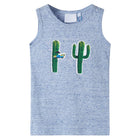 Kindertopje 128 gemêleerd blauw cactusprint