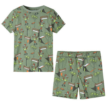 Kinderpyjama met korte mouwen 116 lichtkakikleurig 116