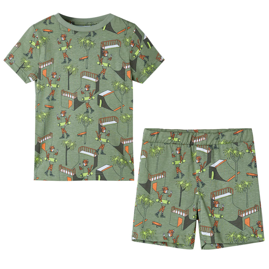 Kinderpyjama met korte mouwen 116 lichtkakikleurig 116