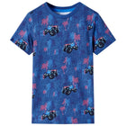 Kindershirt 104 gemêleerd donkerblauw monstertruck