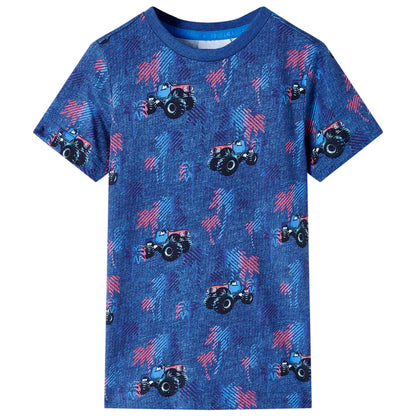 Kindershirt 104 gemêleerd donkerblauw Blauw 104