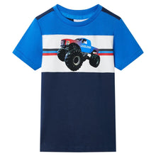 Kindershirt 104 blauw en marineblauw 104