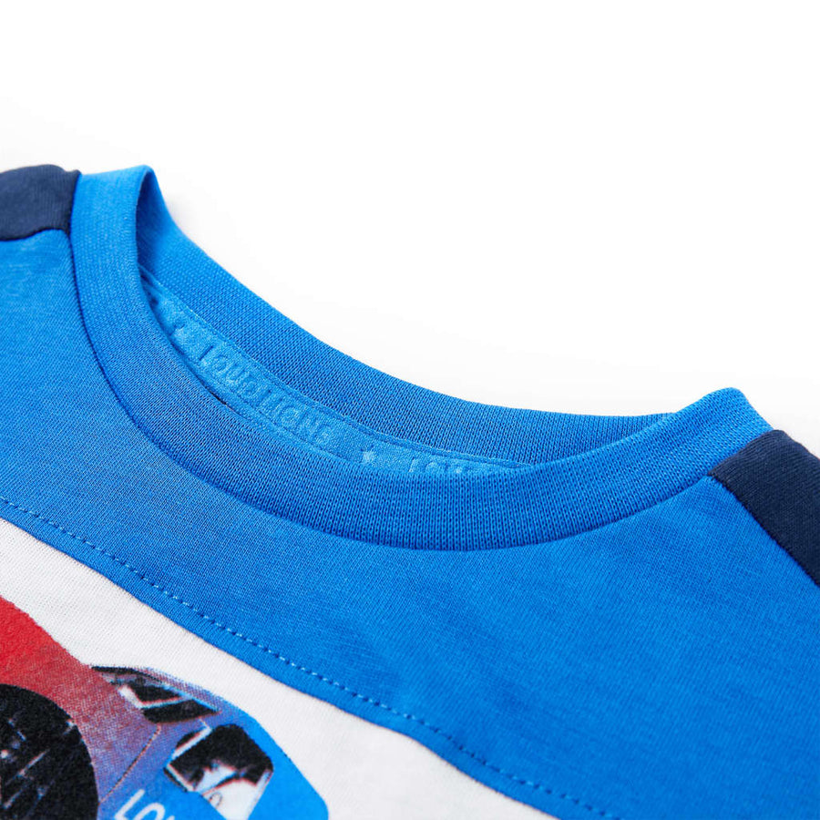 Kindershirt 104 blauw en marineblauw 104