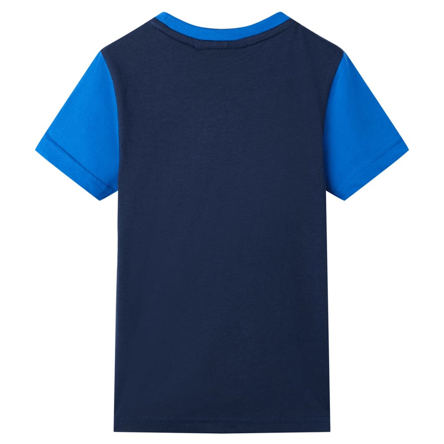 Kindershirt 116 blauw en marineblauw 116