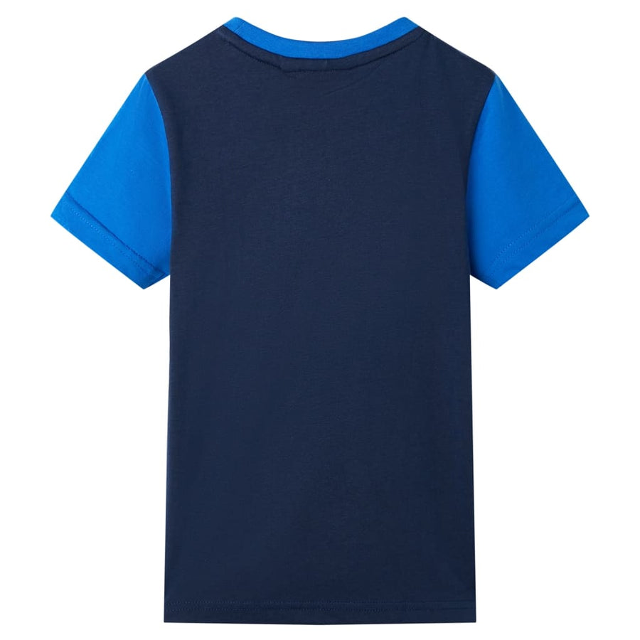 Kindershirt 128 blauw en marineblauw 128