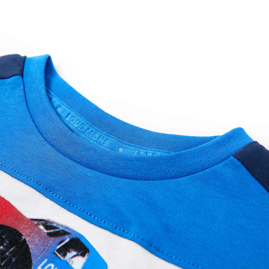 Kindershirt 128 blauw en marineblauw 128