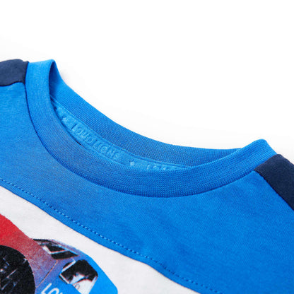 Kindershirt 128 blauw en marineblauw 128