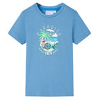 Kindershirt 116 middenblauw katoen