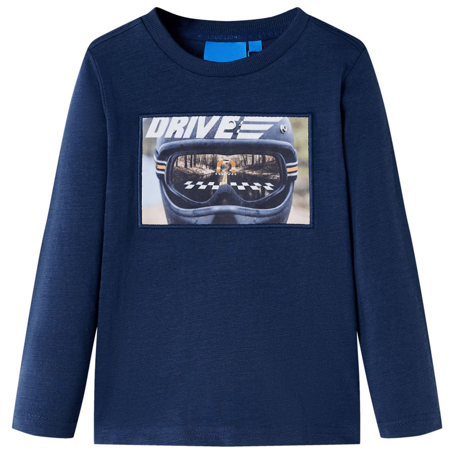 Kindershirt met lange mouwen 104 gemêleerd marineblauw Marineblauw