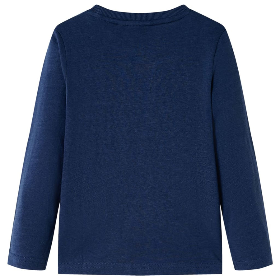 Kindershirt met lange mouwen 104 gemêleerd marineblauw Marineblauw