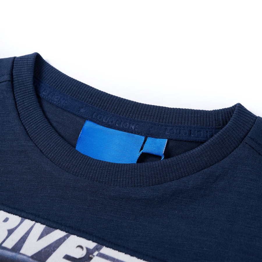 Kindershirt met lange mouwen 104 gemêleerd marineblauw Marineblauw