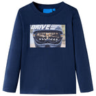 Kindershirt lange mouwen 116 gemêleerd marineblauw