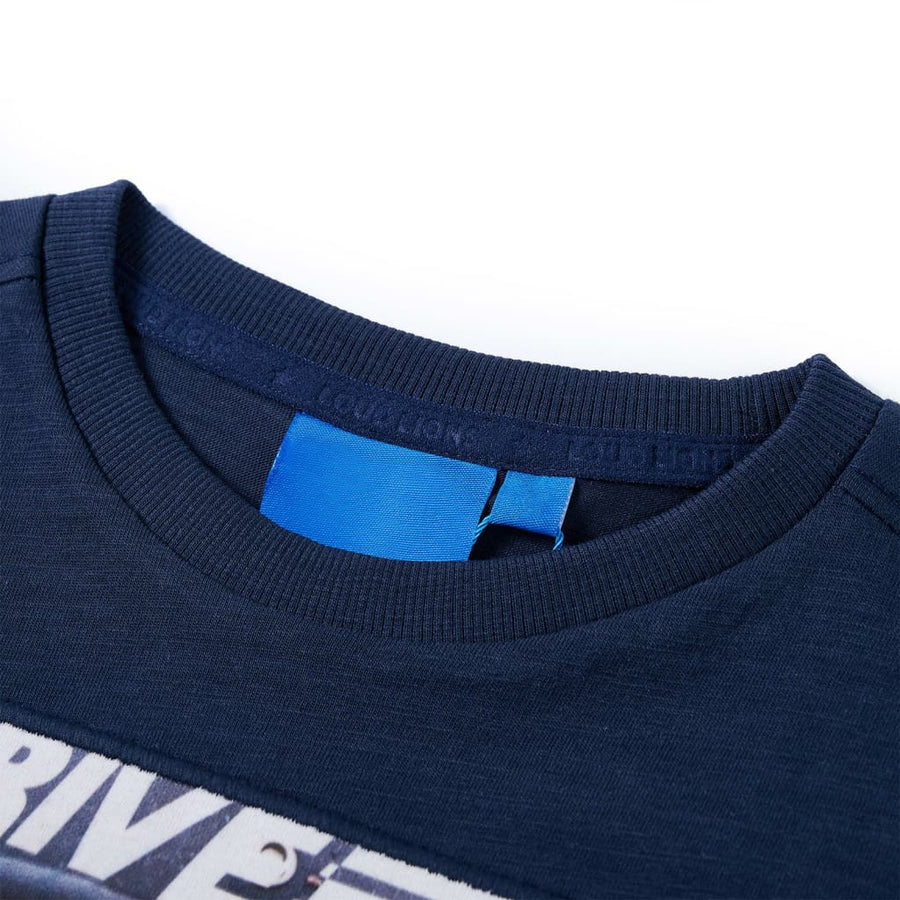 Kindershirt met lange mouwen 116 gemêleerd marineblauw Marineblauw