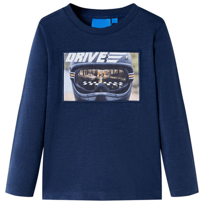 Kindershirt met lange mouwen 128 gemêleerd marineblauw Marineblauw
