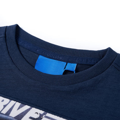 Kindershirt met lange mouwen 128 gemêleerd marineblauw Marineblauw
